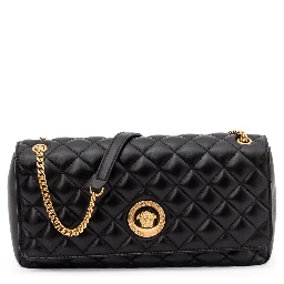 Black Quilted Leather Shoulder Strap Bag