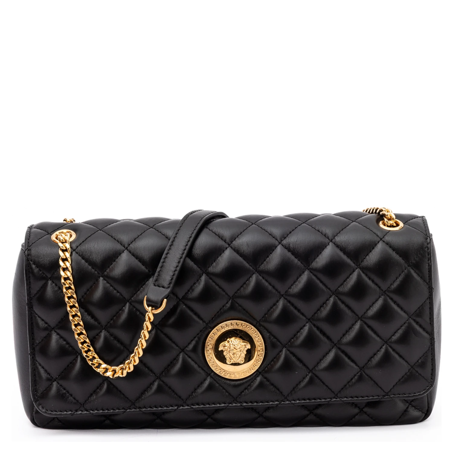 Black Quilted Leather Shoulder Strap Bag