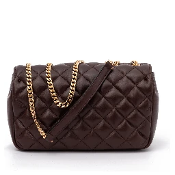 Brown Quilted Leather Shoulder Strap Bag