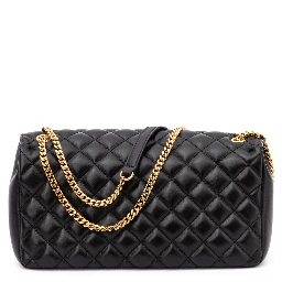 Black Quilted Leather Shoulder Strap Bag
