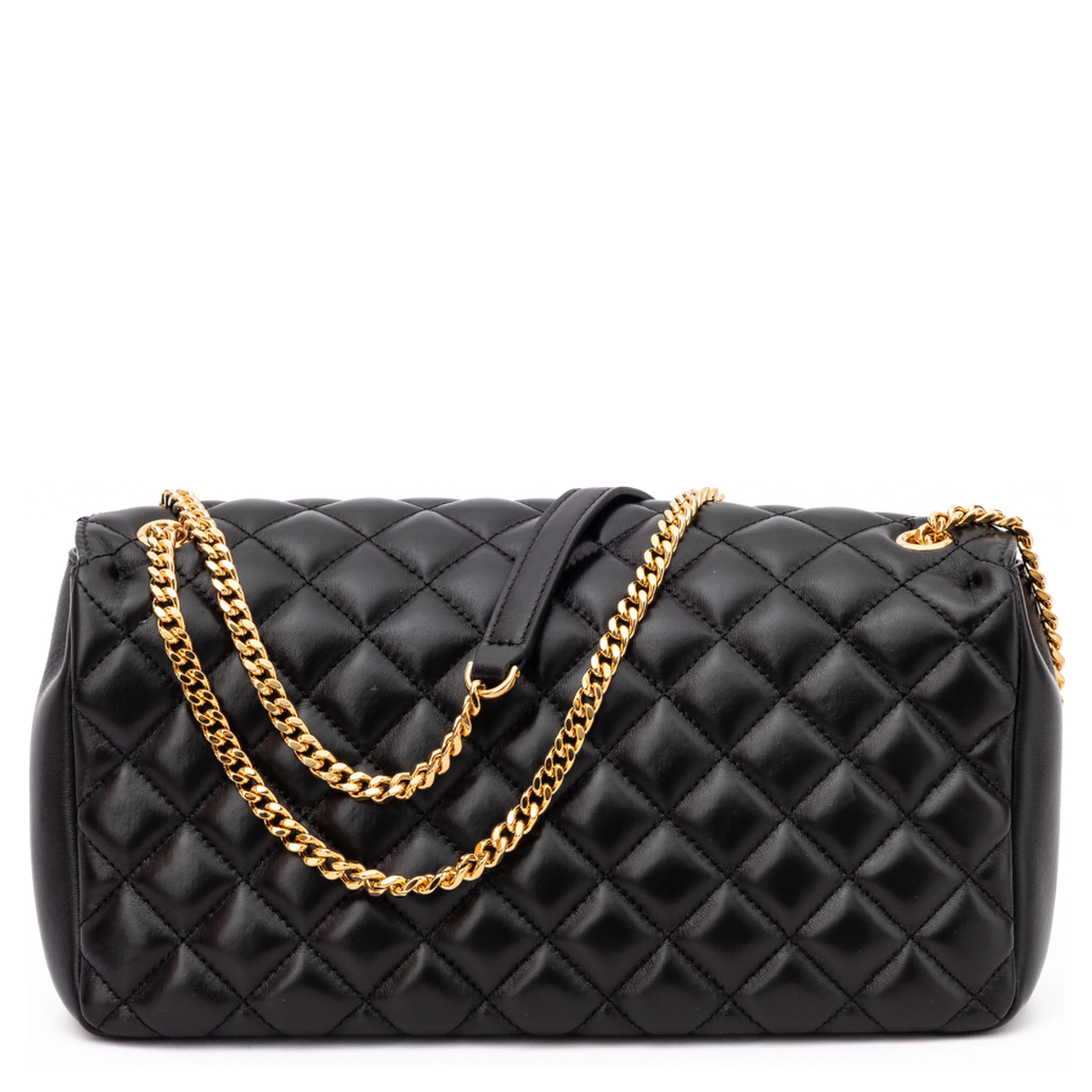 Black Quilted Leather Shoulder Strap Bag