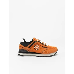 Orange Leather Athletic Sneakers