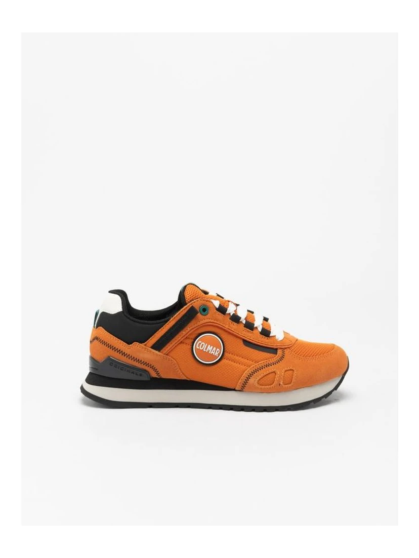 Orange Leather Athletic Sneakers