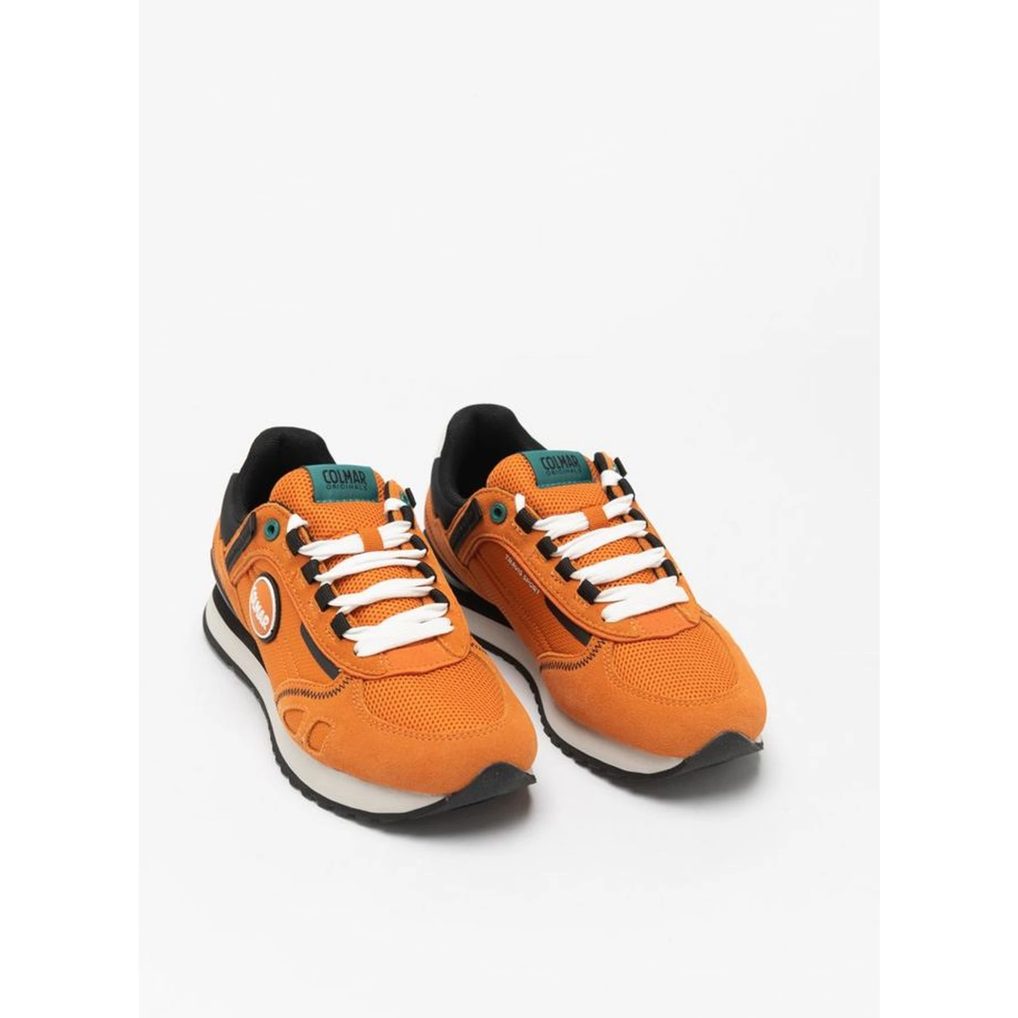 Orange Leather Athletic Sneakers