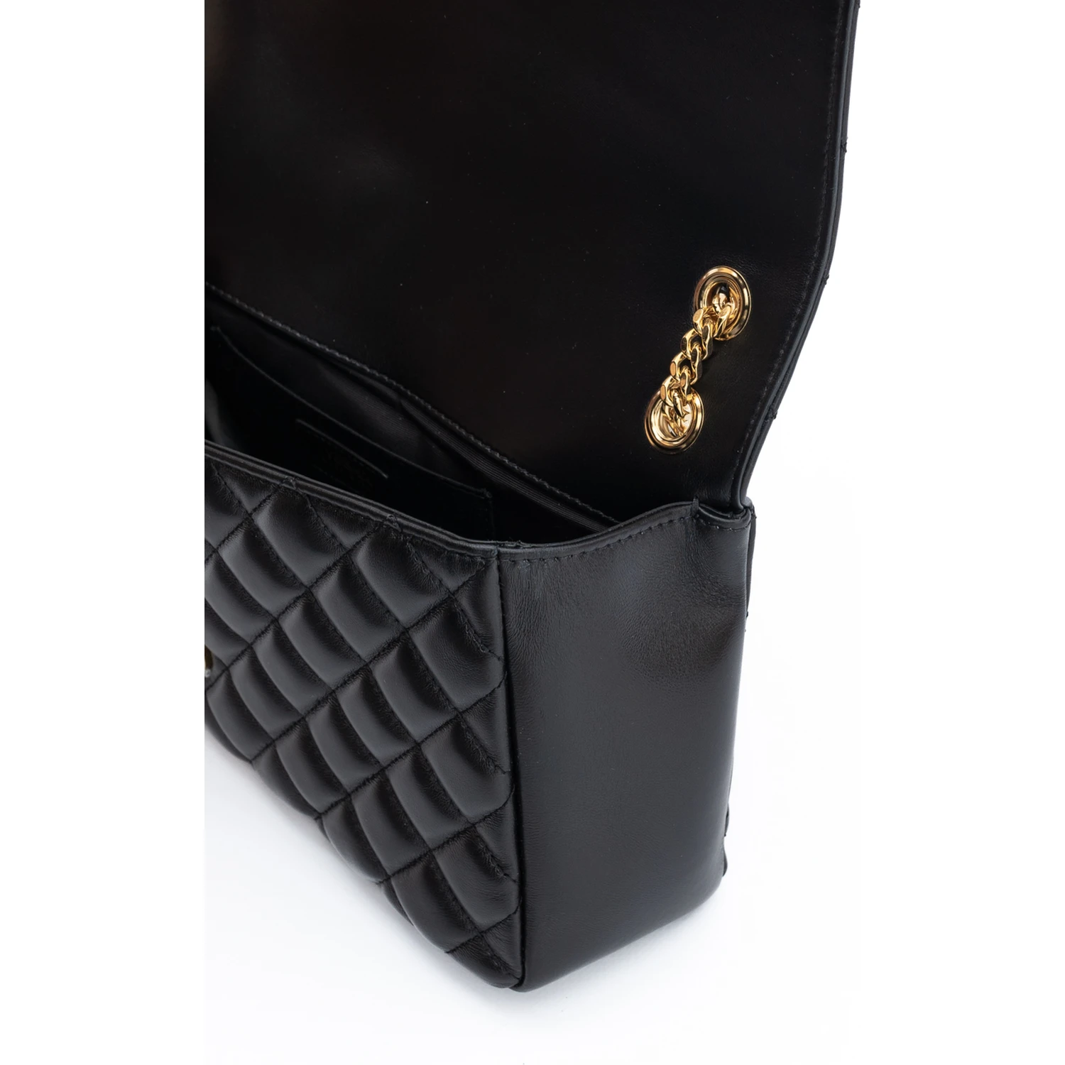 Black Quilted Leather Shoulder Strap Bag
