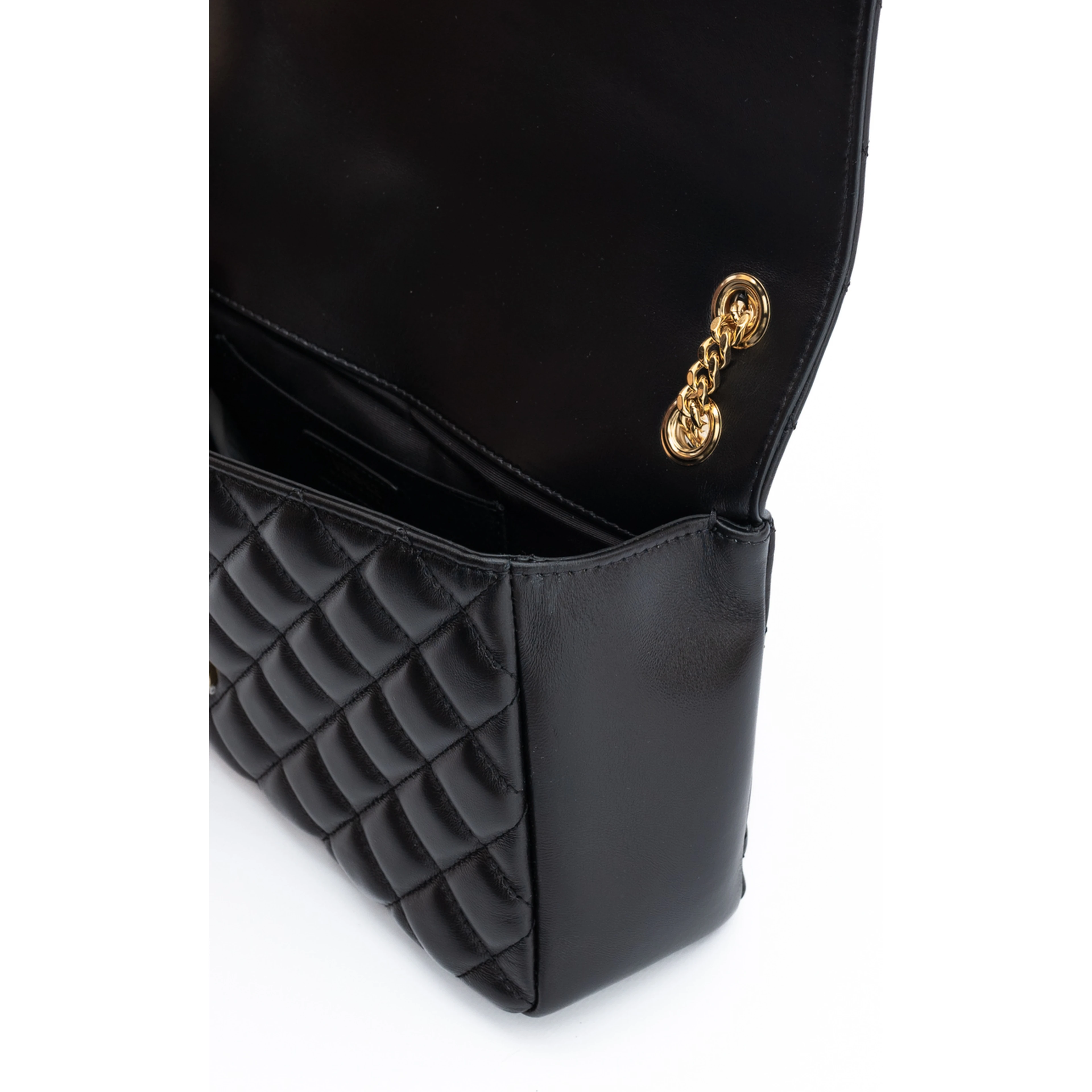 Black Quilted Leather Shoulder Strap Bag