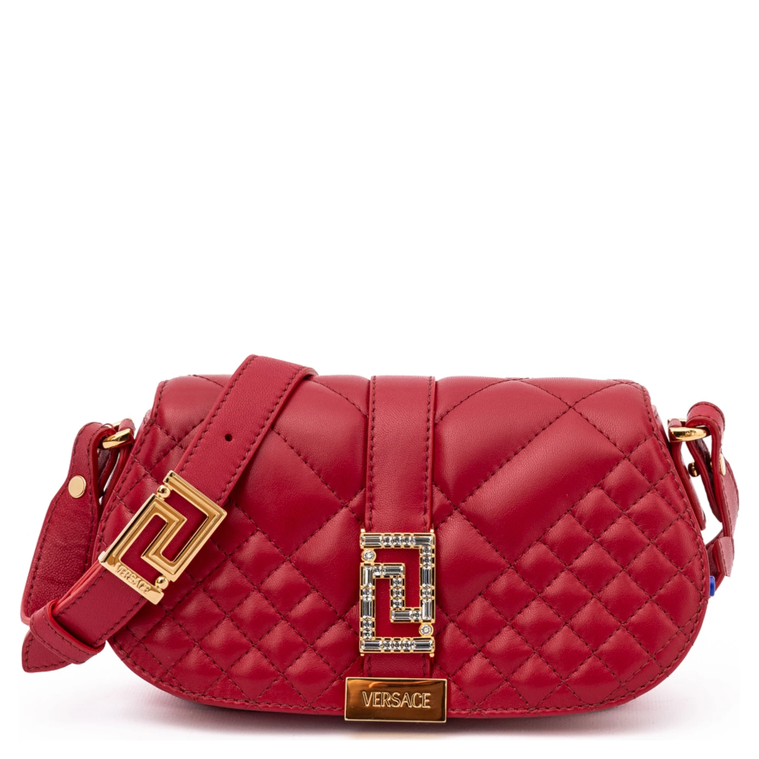 Red Leather Quilted Shoulder Strap Bag