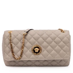 Taupe Quilted Leather Shoulder Strap Bag