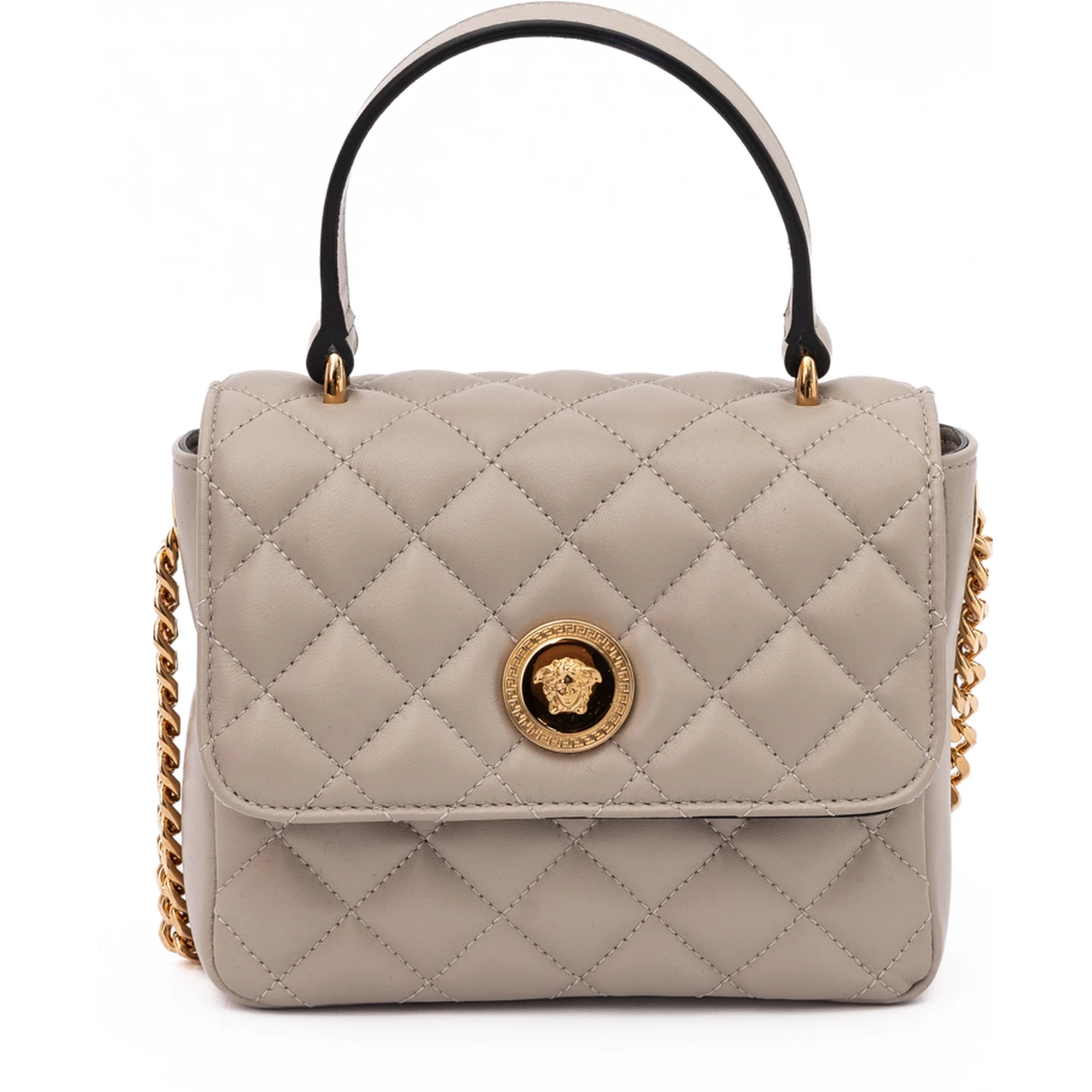 Taupe Quilted Leather Handbag