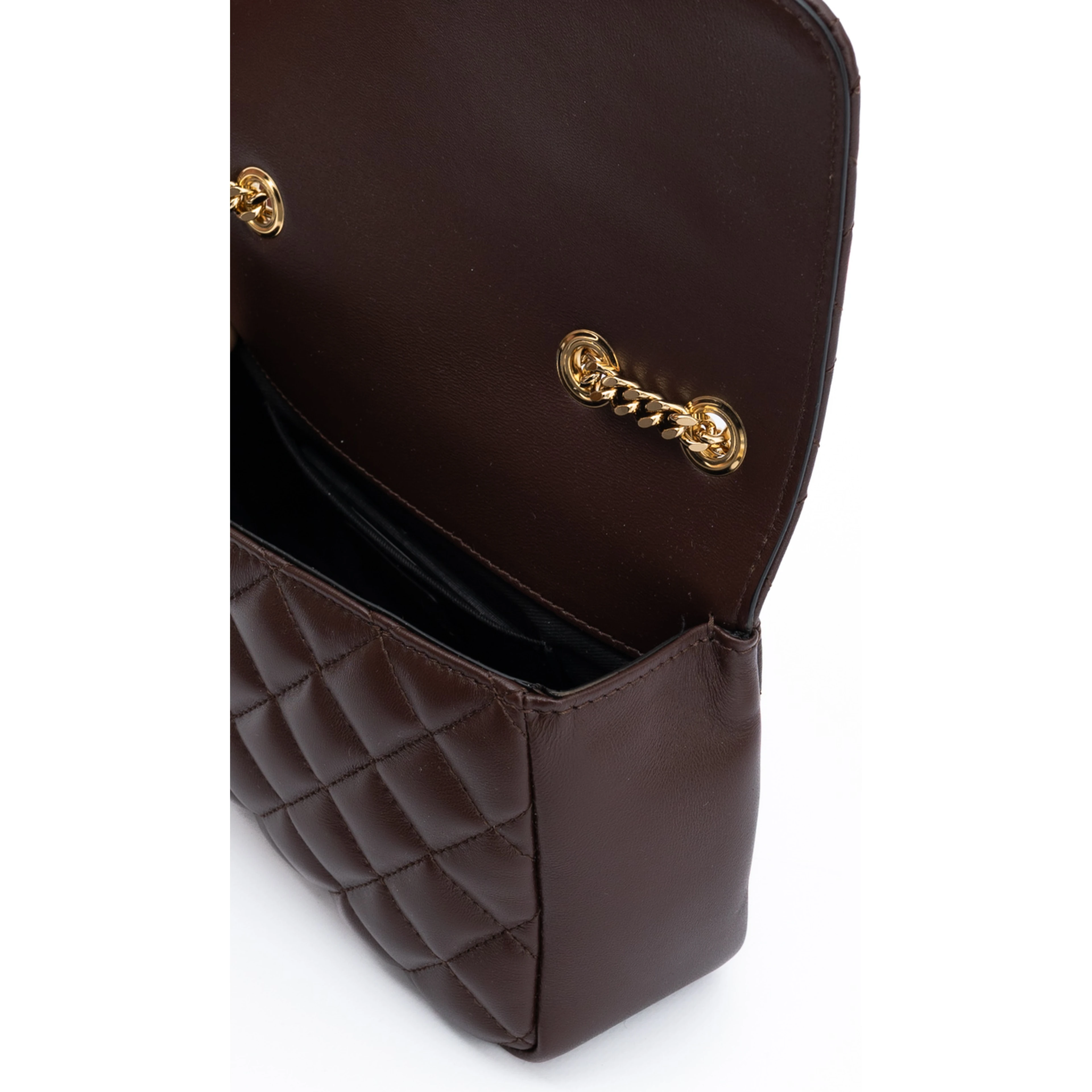 Brown Quilted Leather Shoulder Strap Bag