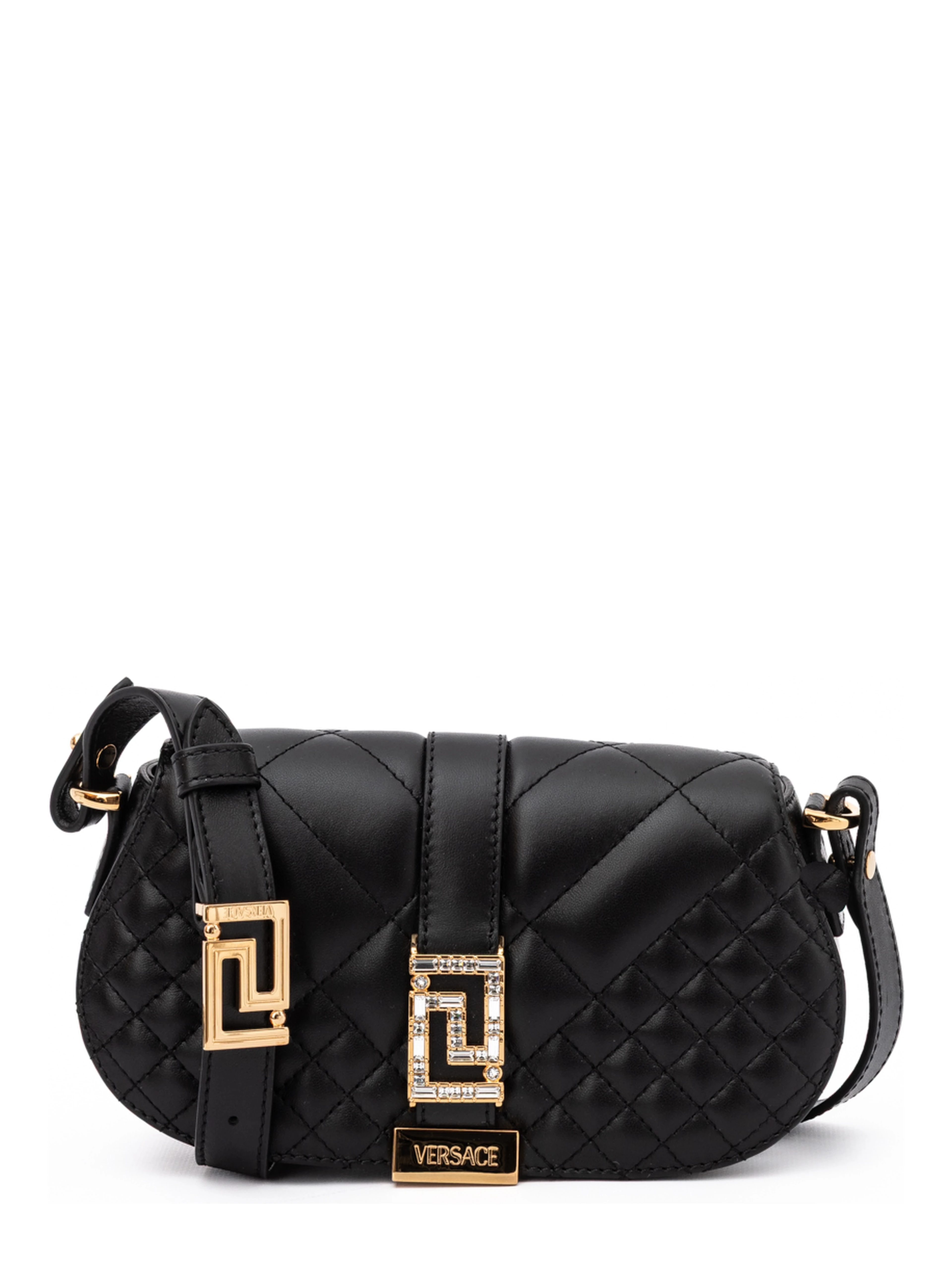 Black Leather Quilted Shoulder Strap Bag