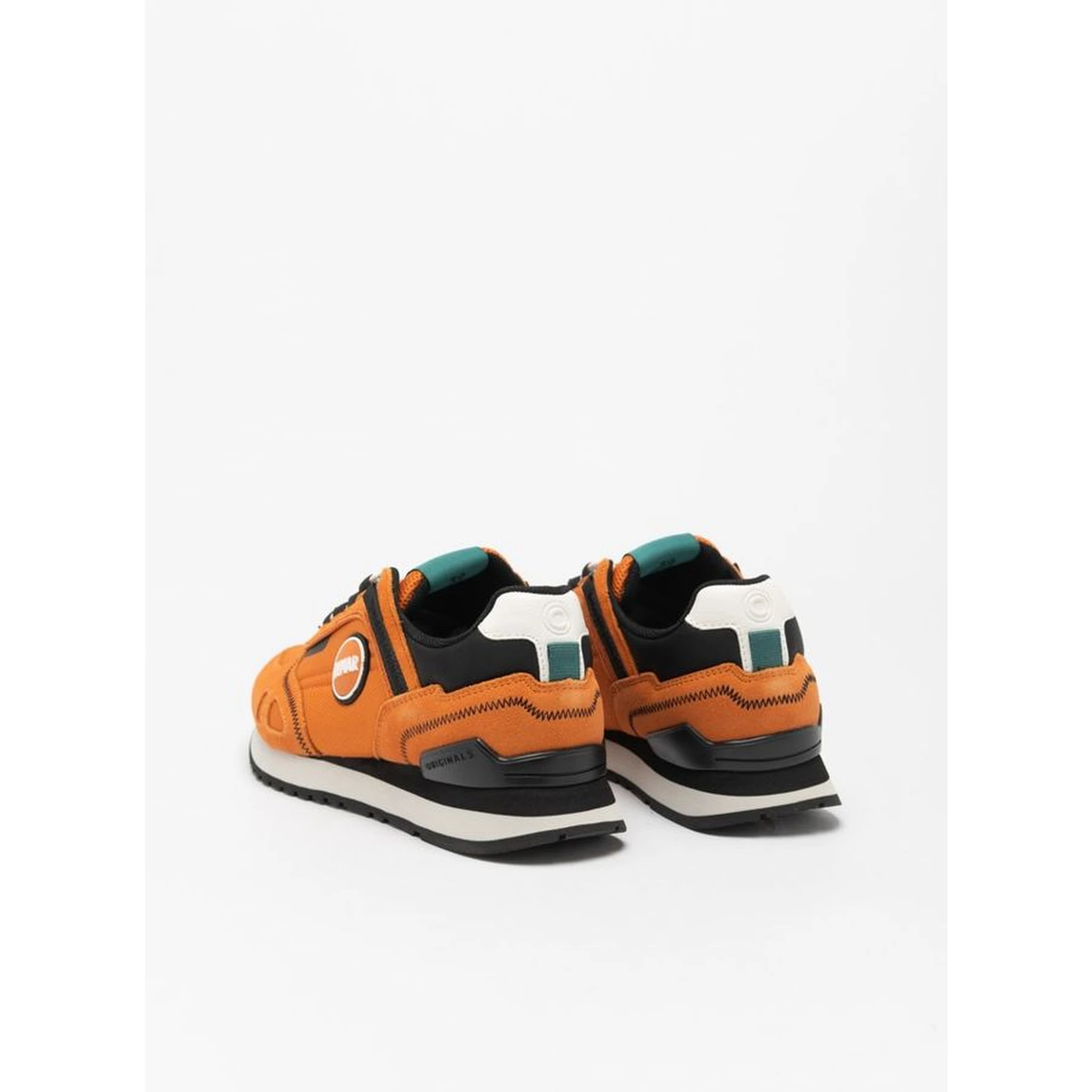 Orange Leather Athletic Sneakers