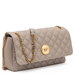 Taupe Quilted Leather Shoulder Strap Bag