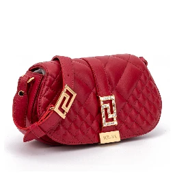Red Leather Quilted Shoulder Strap Bag