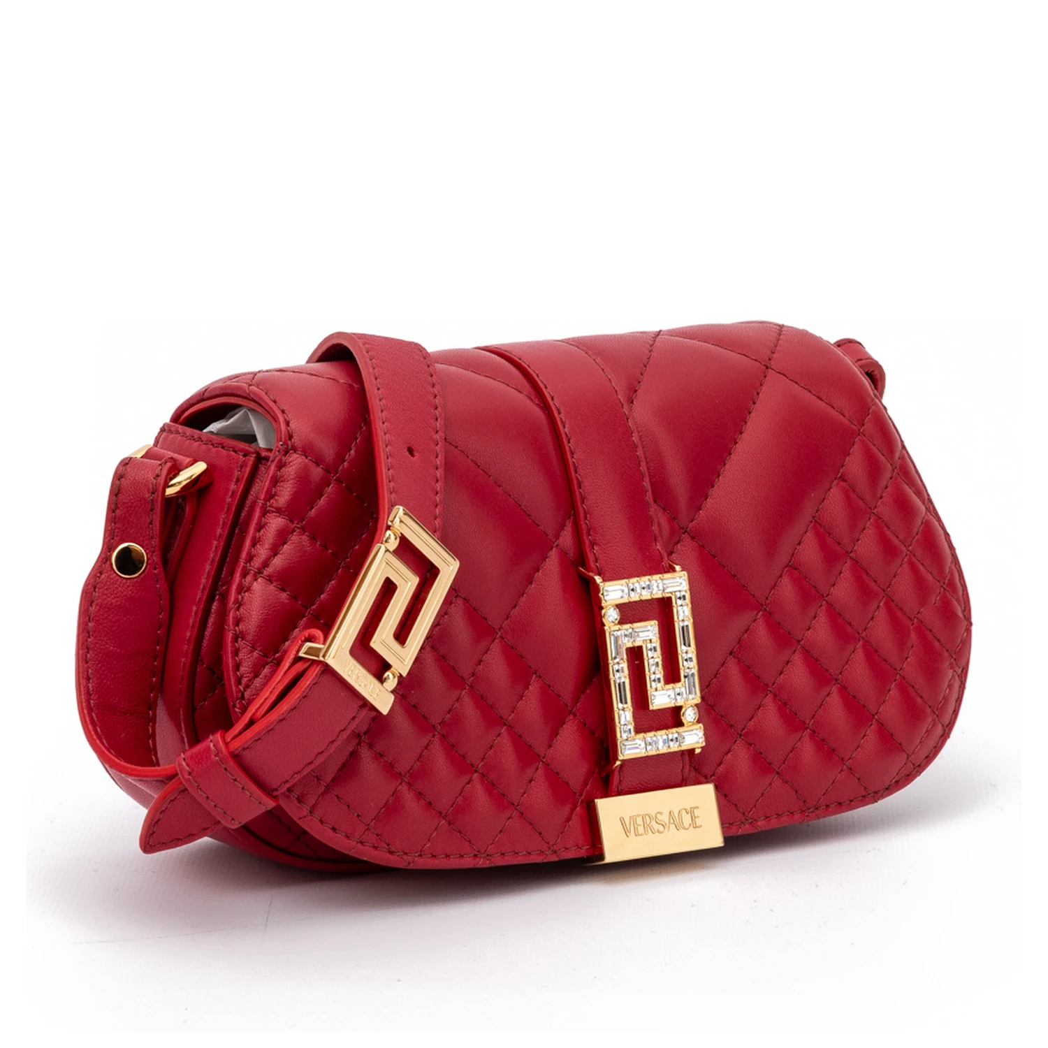 Red Leather Quilted Shoulder Strap Bag