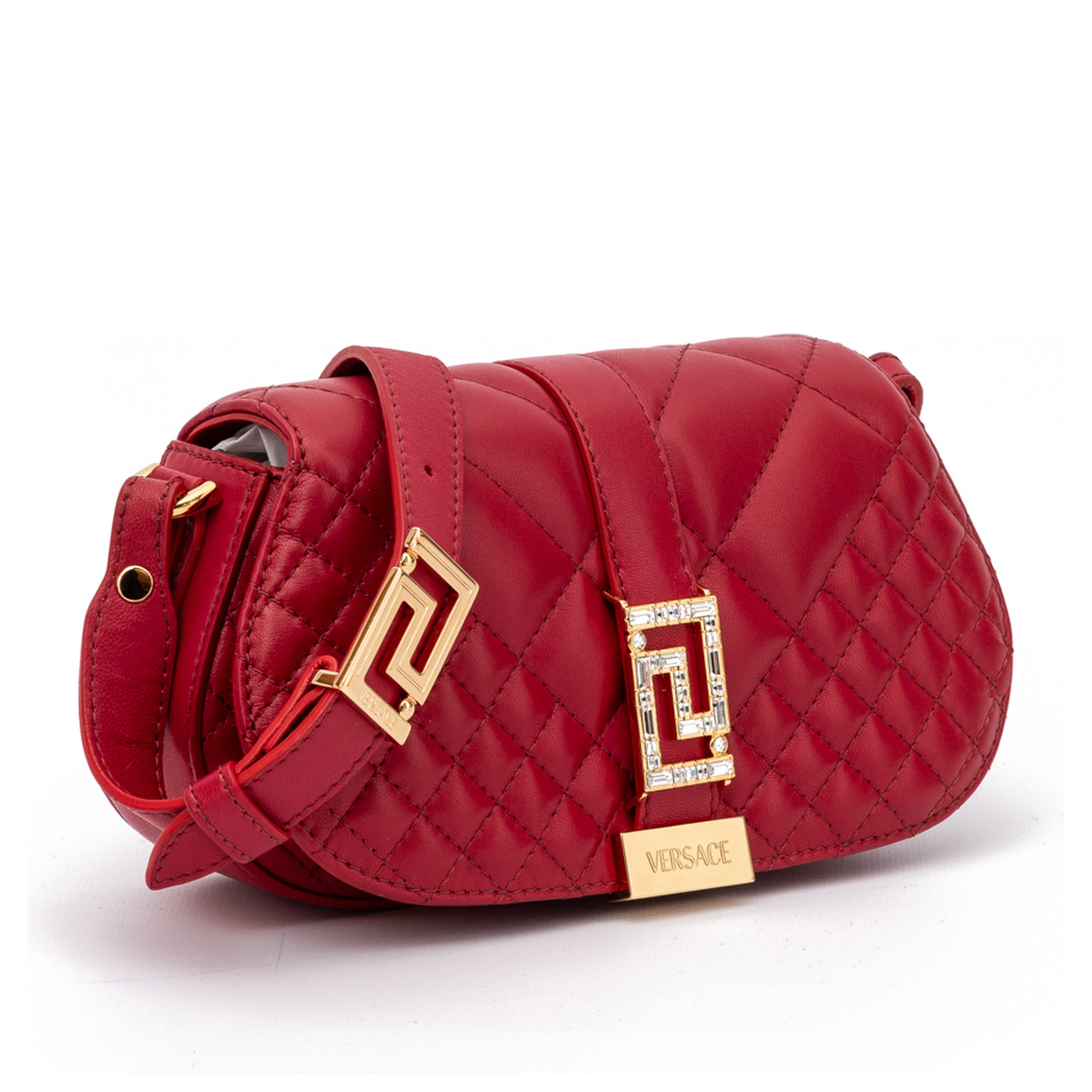 Red Leather Quilted Shoulder Strap Bag