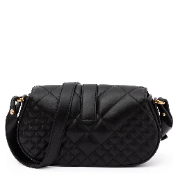 Black Leather Quilted Shoulder Strap Bag