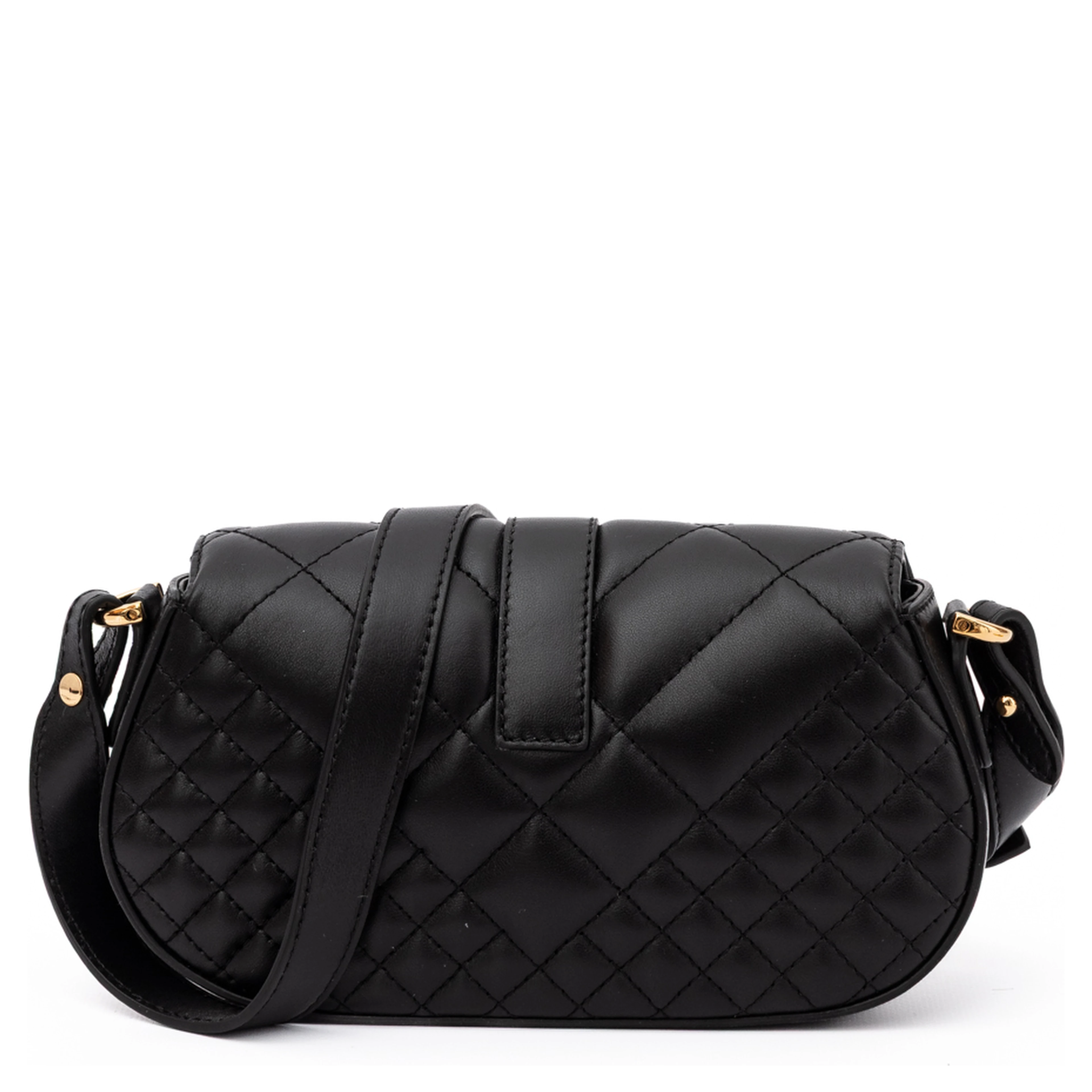 Black Leather Quilted Shoulder Strap Bag