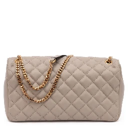 Taupe Quilted Leather Shoulder Strap Bag