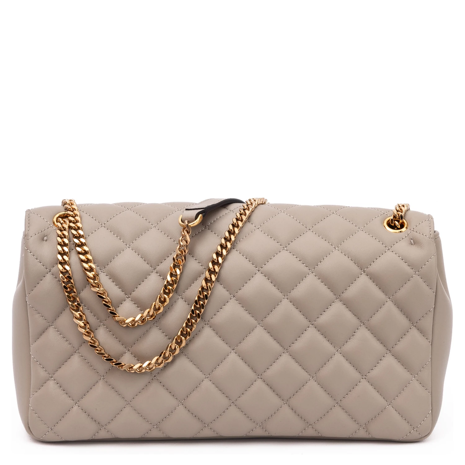 Taupe Quilted Leather Shoulder Strap Bag