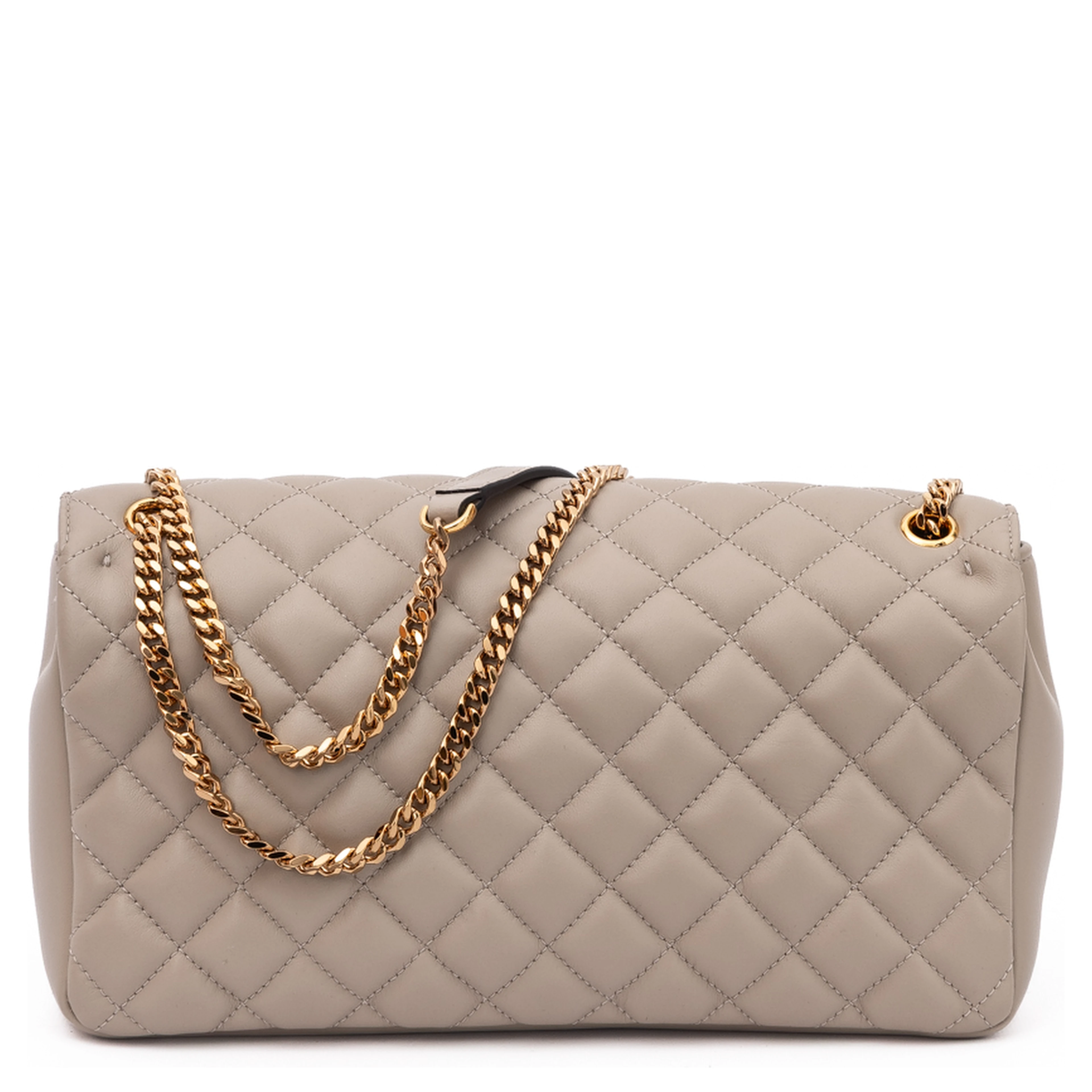 Taupe Quilted Leather Shoulder Strap Bag