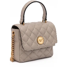 Taupe Quilted Leather Handbag