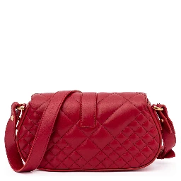 Red Leather Quilted Shoulder Strap Bag