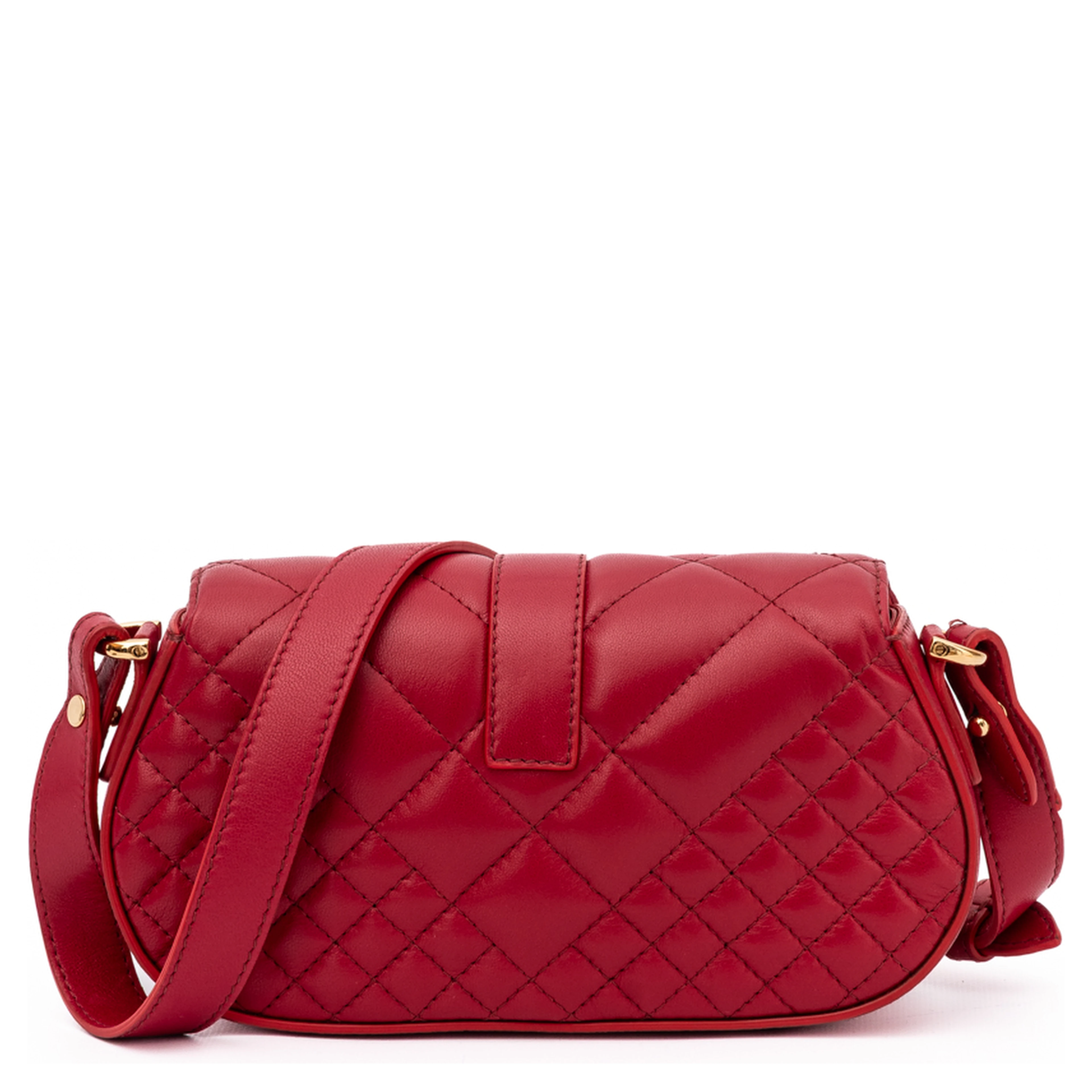 Red Leather Quilted Shoulder Strap Bag