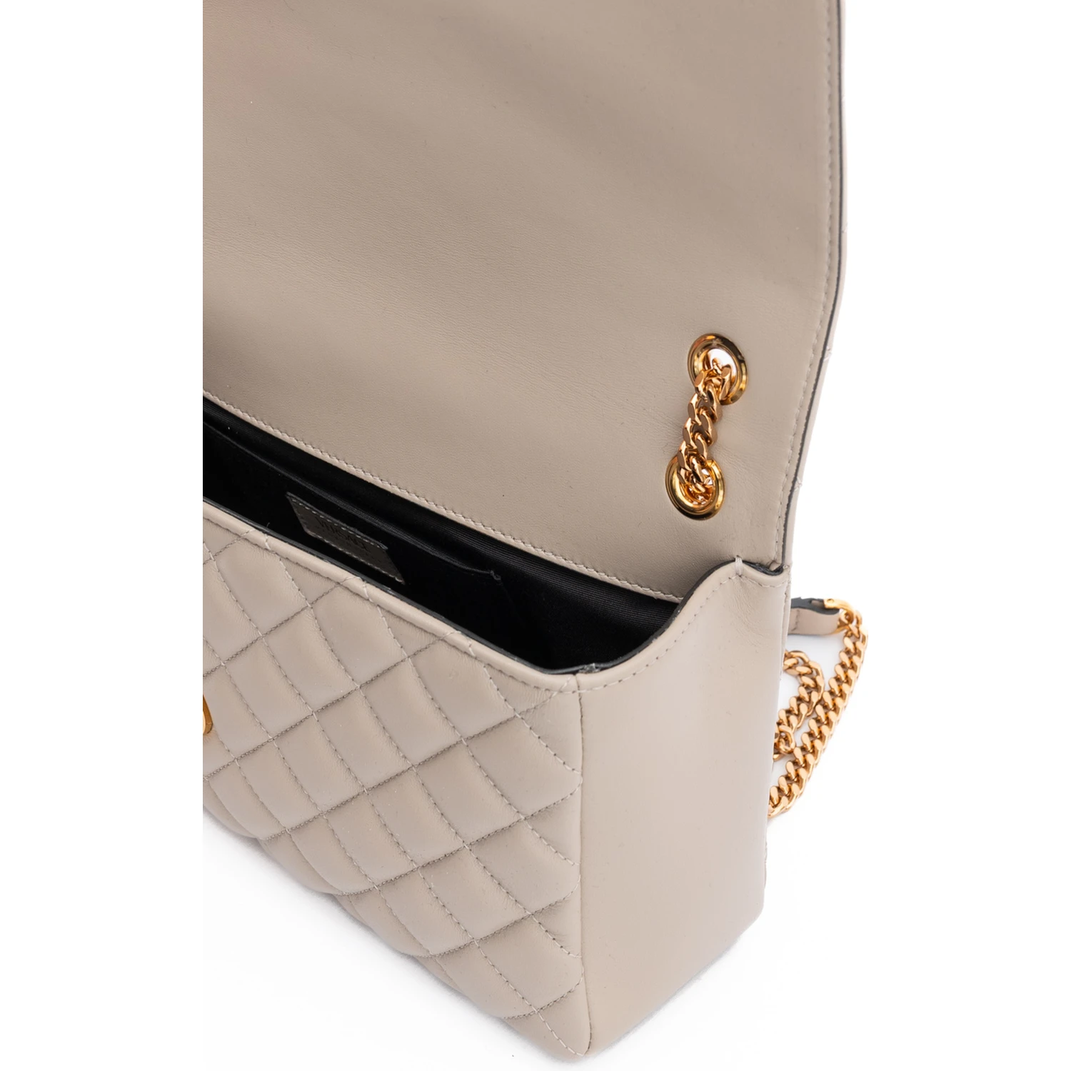 Taupe Quilted Leather Shoulder Strap Bag