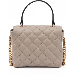 Taupe Quilted Leather Handbag