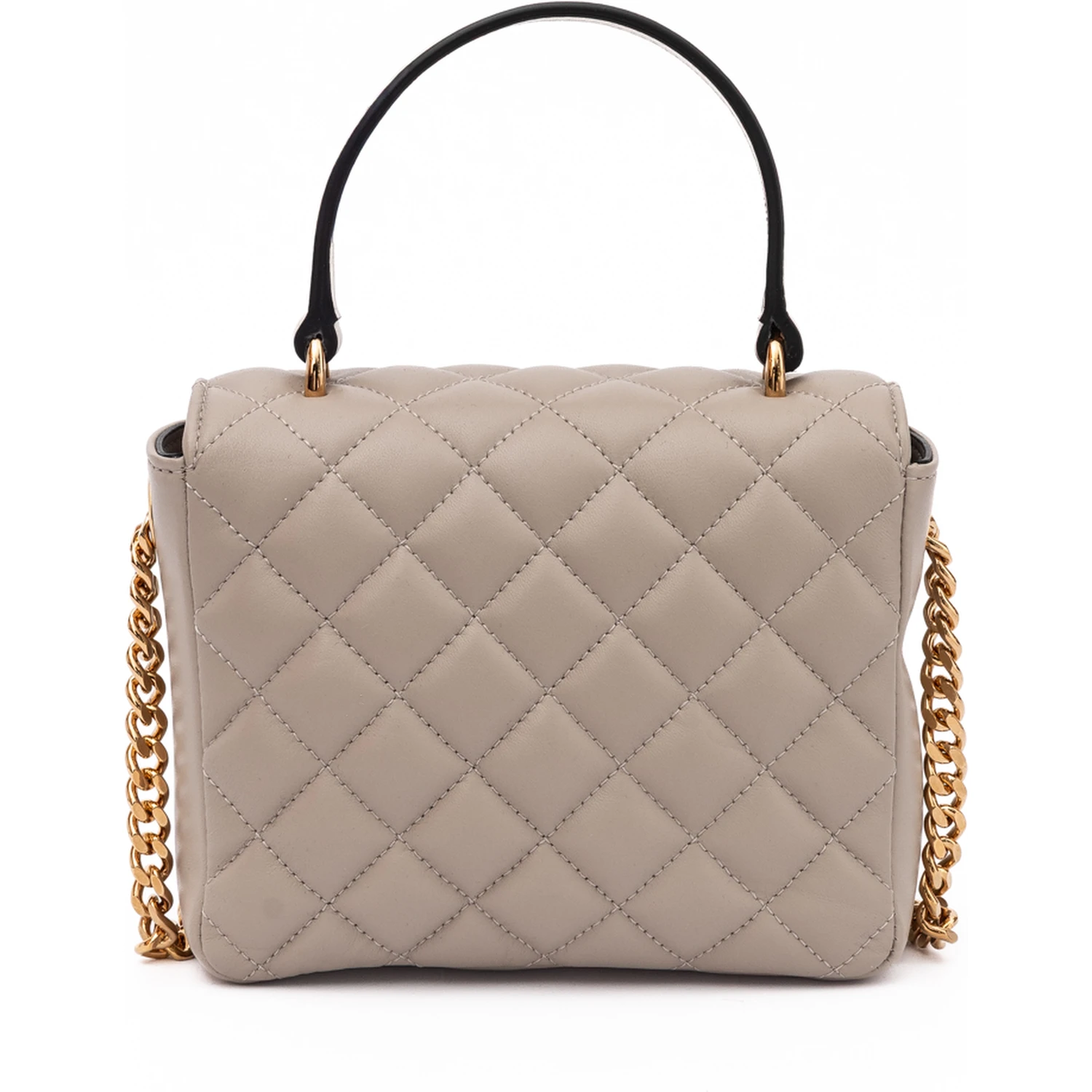 Taupe Quilted Leather Handbag