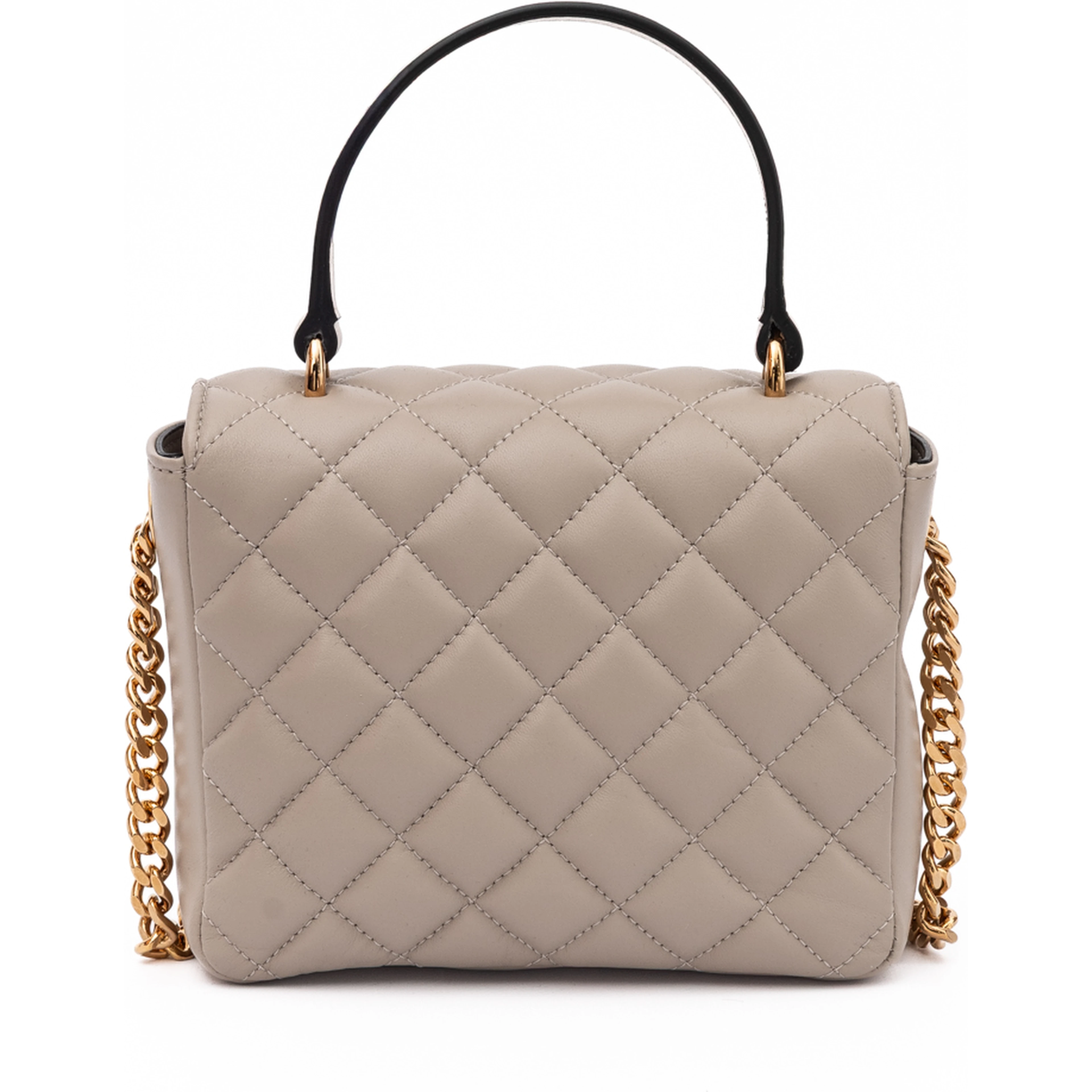 Taupe Quilted Leather Handbag