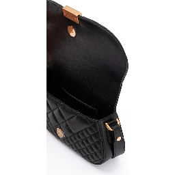 Black Leather Quilted Shoulder Strap Bag
