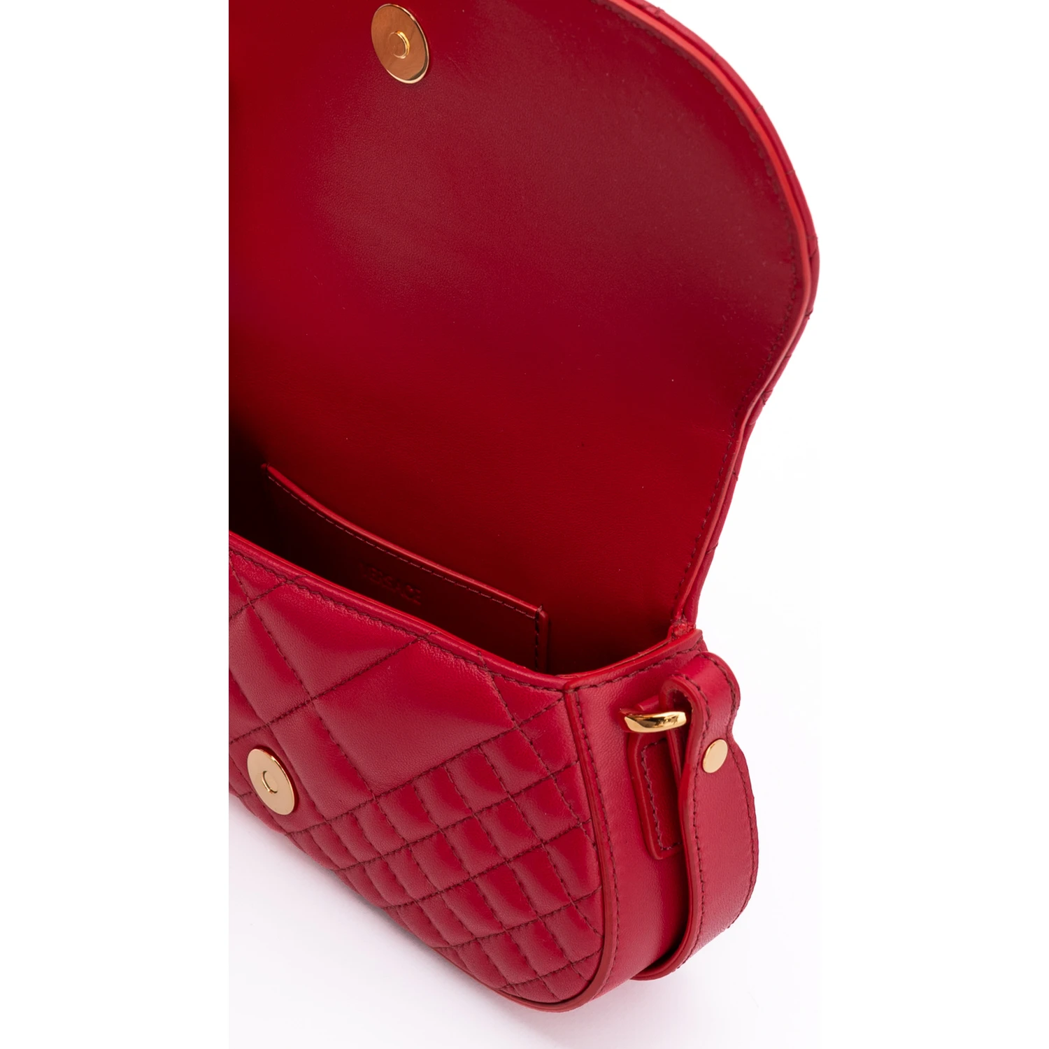 Red Leather Quilted Shoulder Strap Bag