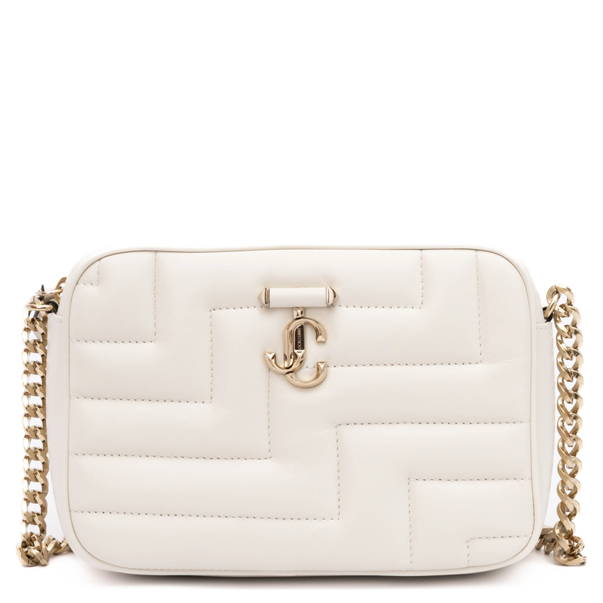 White Leather Avenue Camera Crossbody Bag