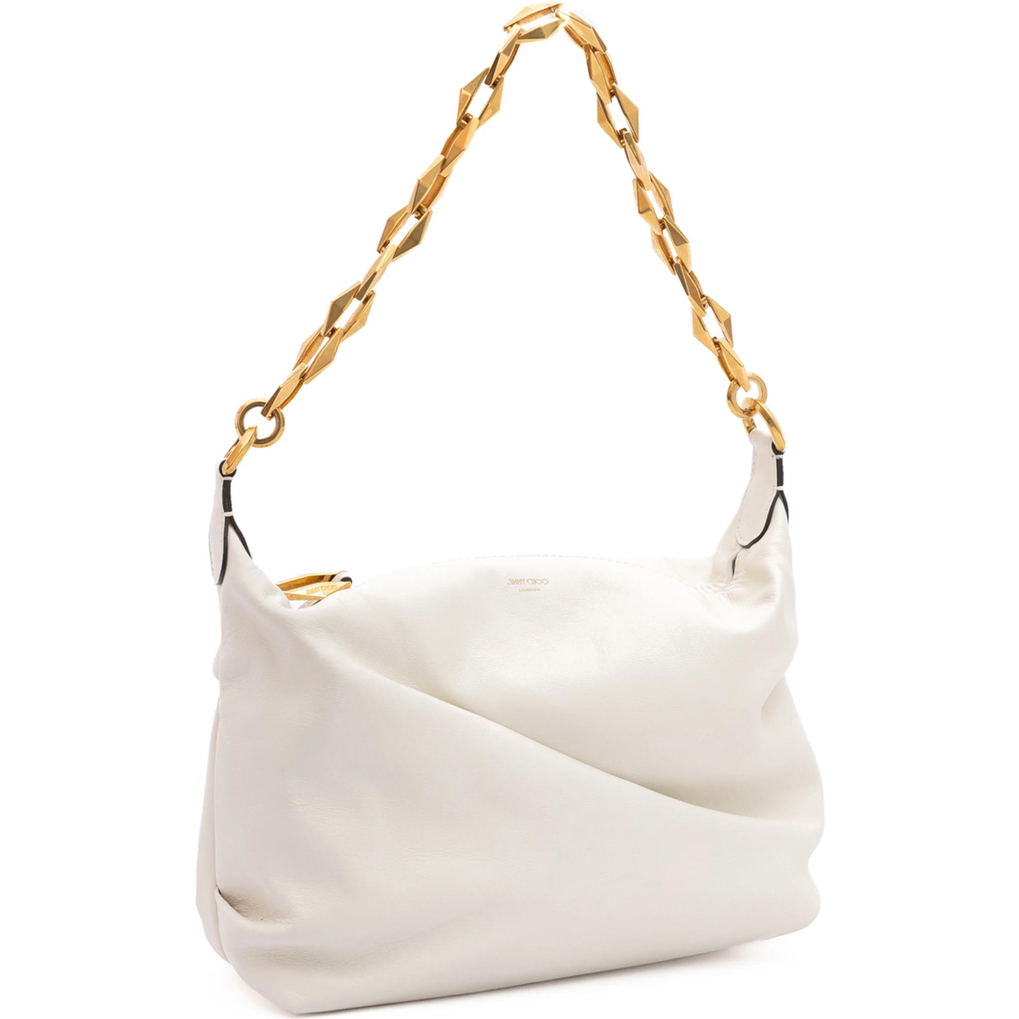 White Diamond Hobo Leather Shoulder Bag