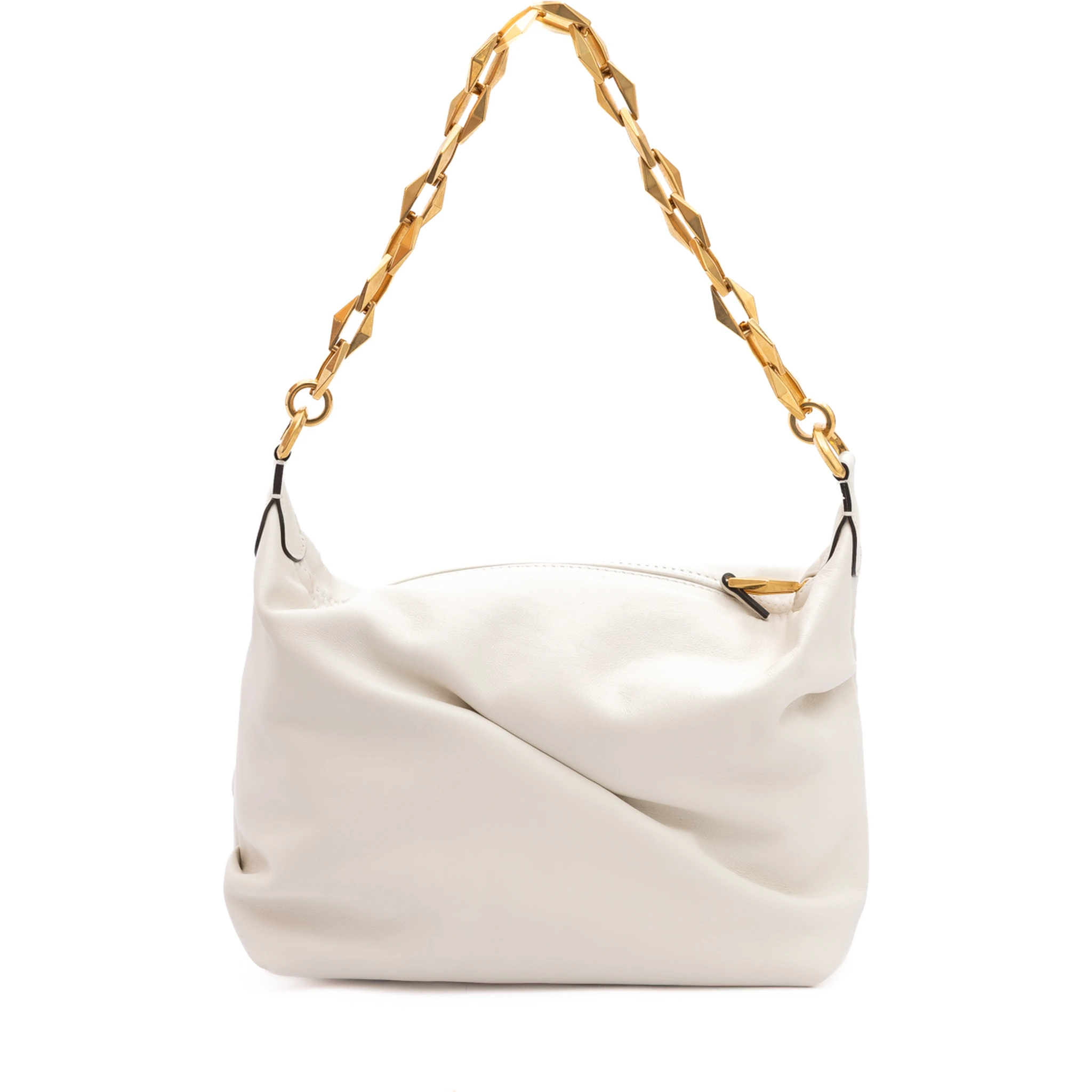 White Diamond Hobo Leather Shoulder Bag