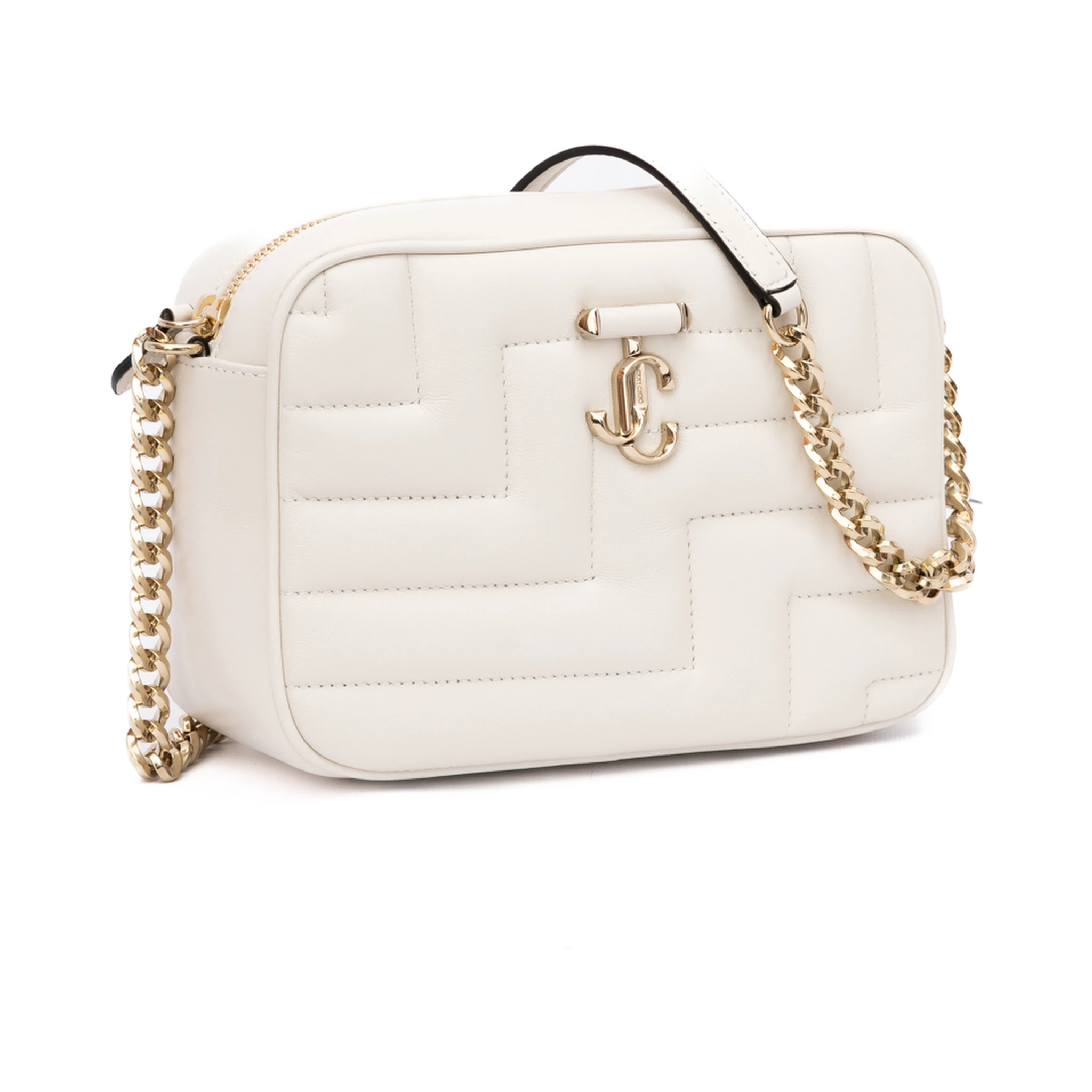 White Leather Avenue Camera Crossbody Bag