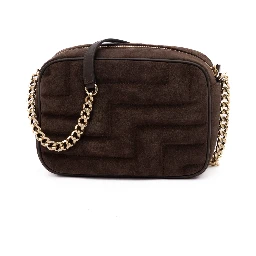 Brown Suede Avenue Camera Crossbody Bag