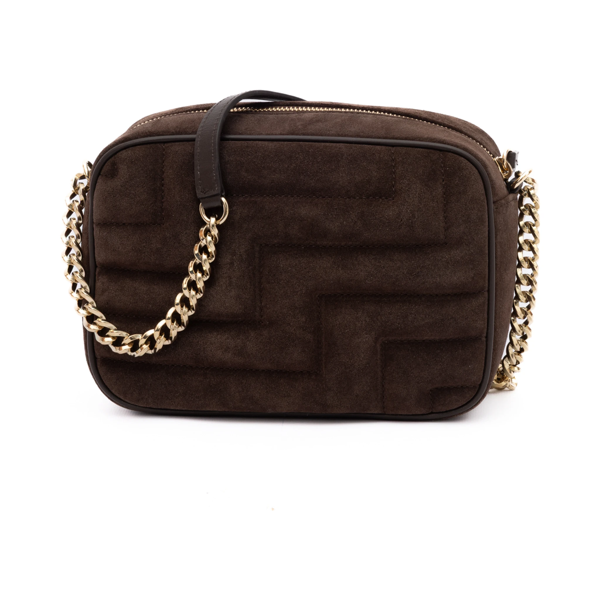 Brown Suede Avenue Camera Crossbody Bag
