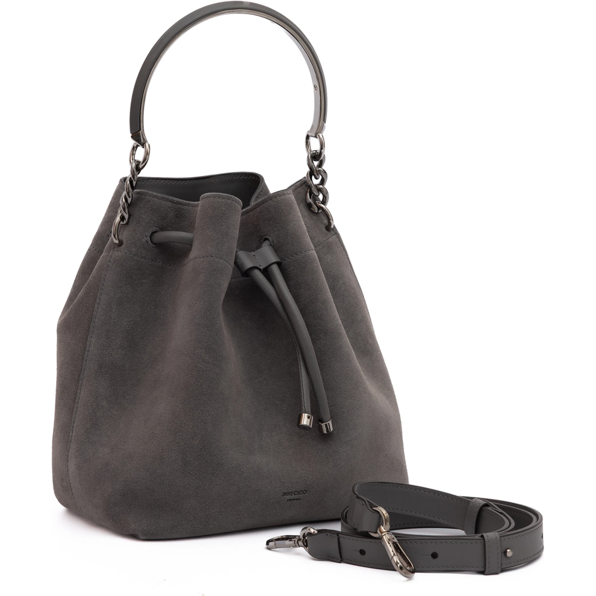 Dark Grey Bon Bon Suede Bucket