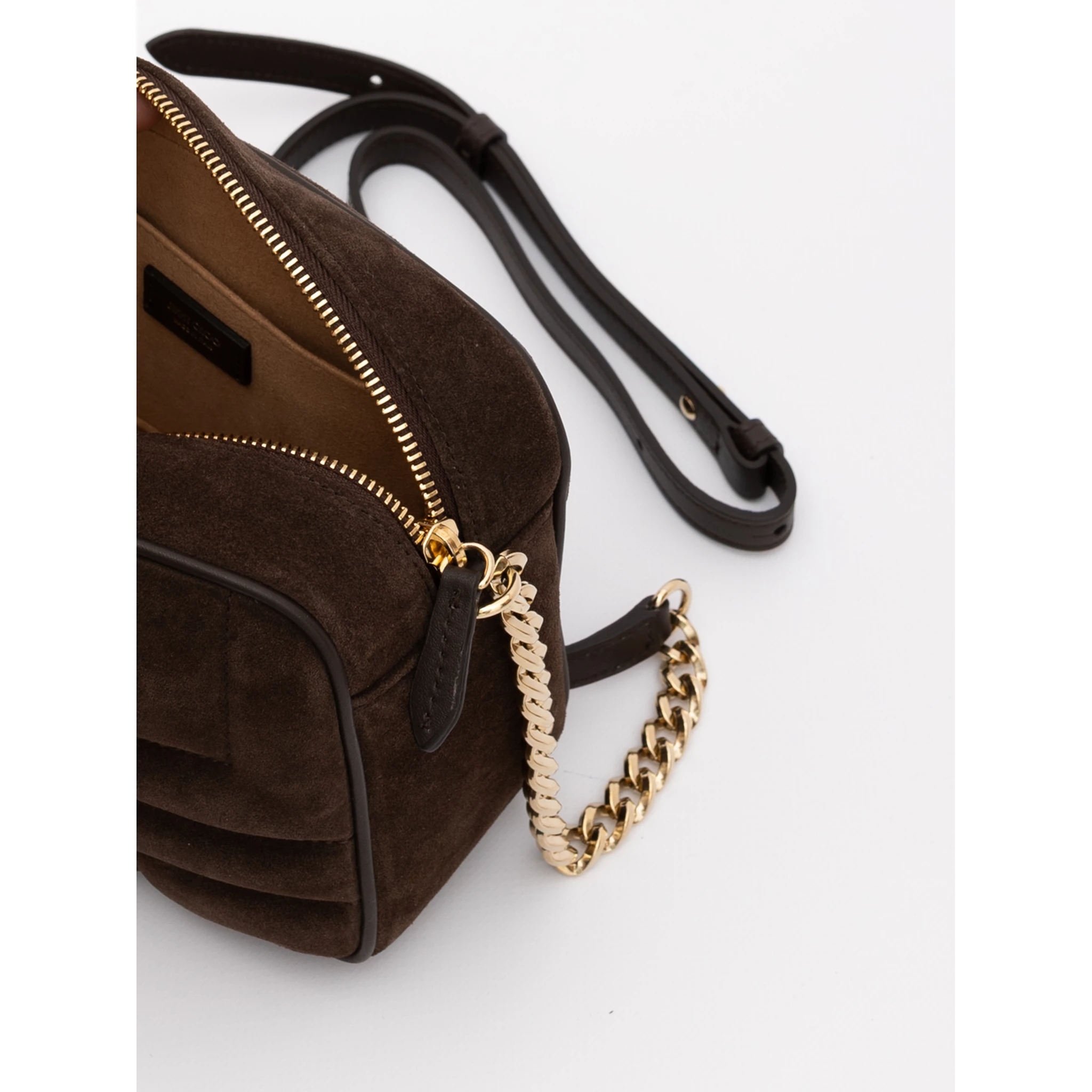 Brown Suede Avenue Camera Crossbody Bag