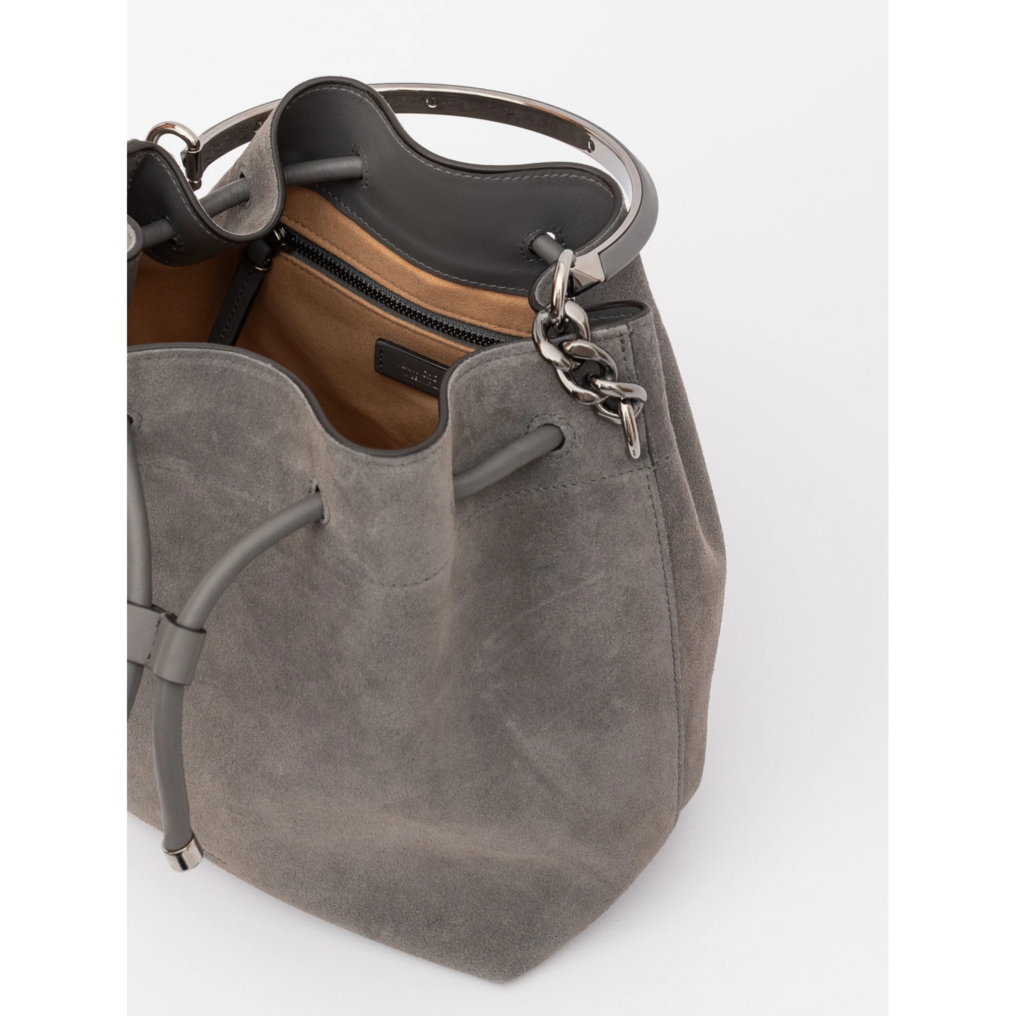 Dark Grey Bon Bon Suede Bucket
