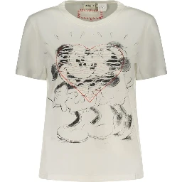 White Cotton Women T-Shirt