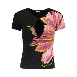 Black Cotton Women T-Shirt