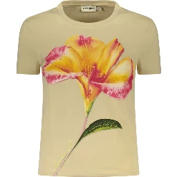 Beige Cotton Women T-Shirt