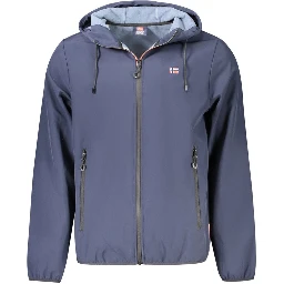 Blue Polyester Men Jacket