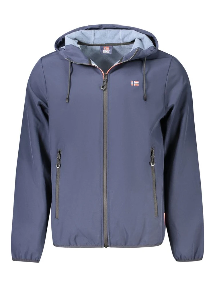 Blue Polyester Men Jacket