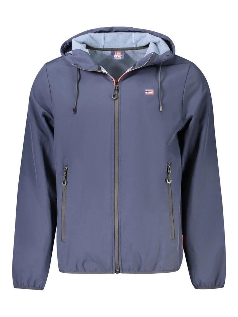 Blue Polyester Men Jacket