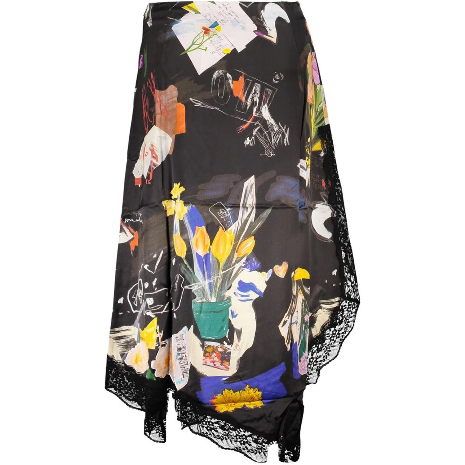 Black Polyamide Long Skirt
